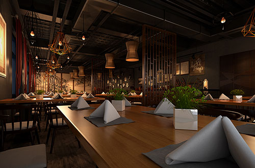 石碣镇简约大气中式风格餐厅设计装修效果图