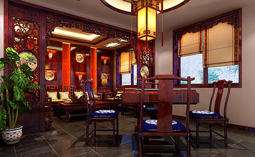 石碣镇古典中式风格茶楼包间设计装修效果图